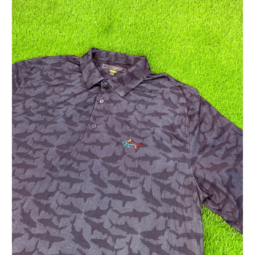 Greg Norman Play Dry Mens XXL Grey Shark Camo Print Golf Polo Shirt GNS2K461